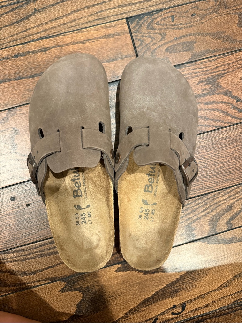 Betula Taupe Suede Slip-On Clog with Buckle